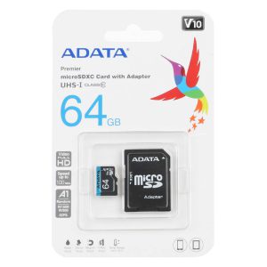 ADATA Premier microSDXC & adapter UHS-I U1 Class 10-100MB/s – 64GB
